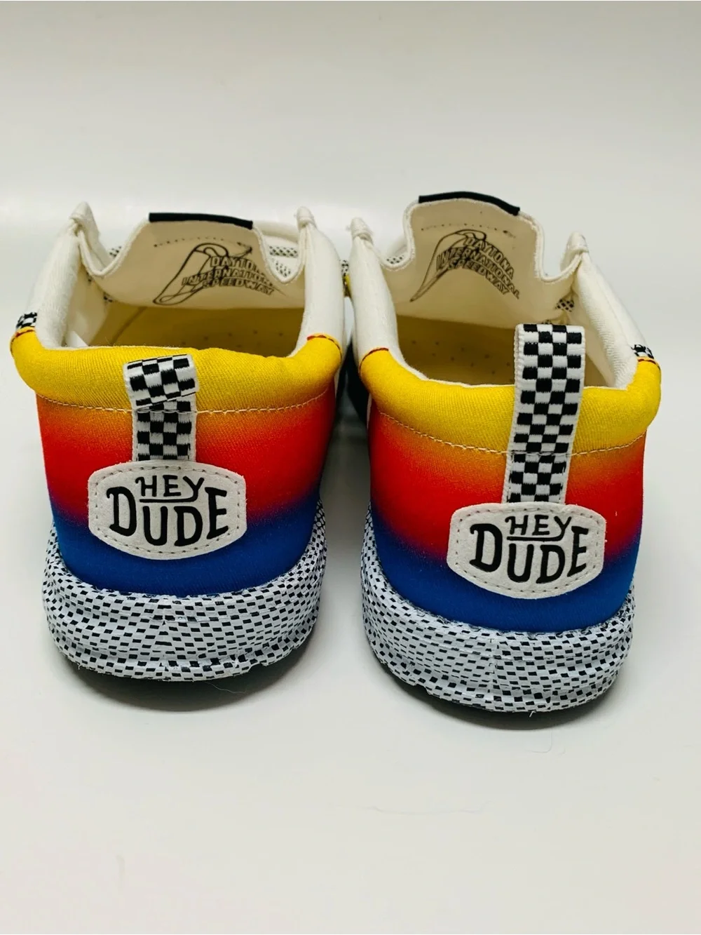 HEYDUDE x NASCAR Wally Daytona Slip-On Men's Shoes Size 10 White Multi Color